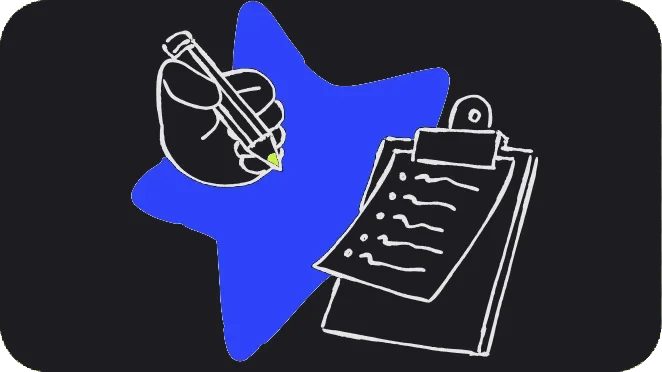 Hand writing a list on a clipboard