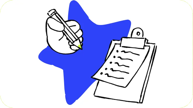 Hand writing a list on a clipboard